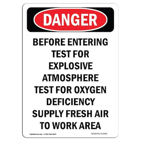 OSHA Danger, Before Entering Test For Explosive, 5in X 3.5in Decal